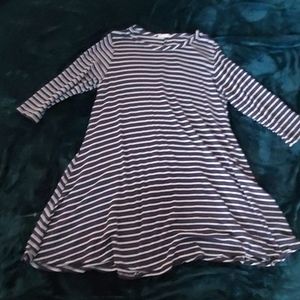 Blue and white striped dress